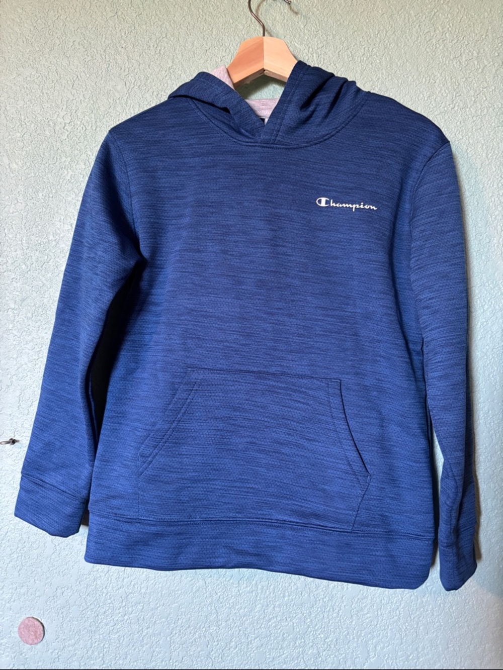 Champion Youth Blue Fleece Hoodie, M 10/12 - like new